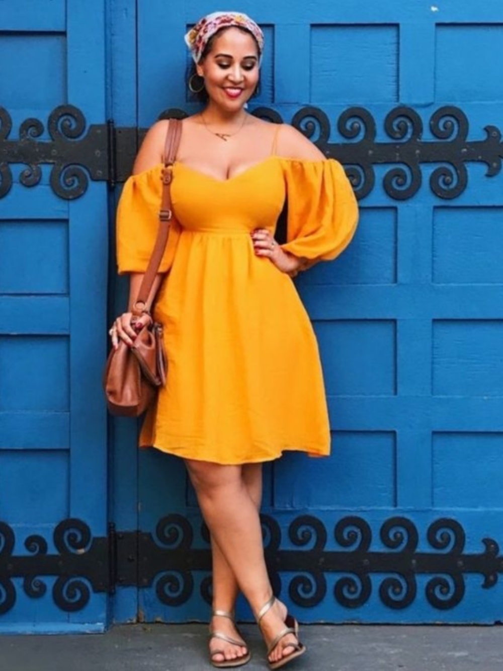 Anthropologie Moulinette Soeurs Carina Puff Sleeve Orange Dress M